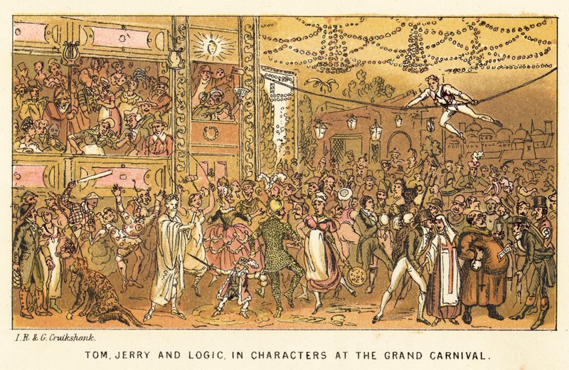 Tom, Jerry og Logic, i karakterer på Grand Carnival av Isaac, Robert and George Cruikshank