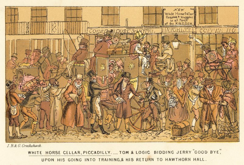 White Horse Cellar, Piccadilly av Isaac, Robert and George Cruikshank