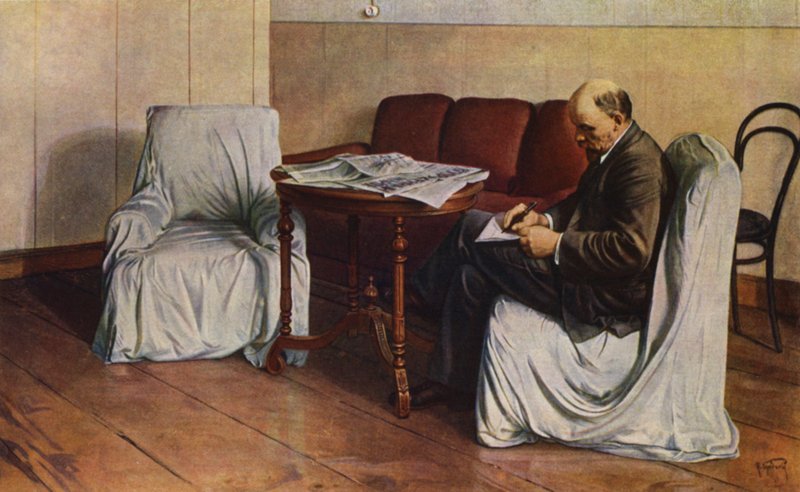 Lenin i Smolnyj (farge litho) av Isaak Israilevich (after) Brodsky