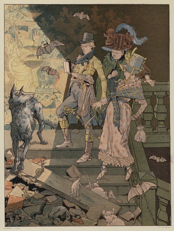 Scene fra La Dame de Gai-Fredon, av Quatrelles (Ernest L