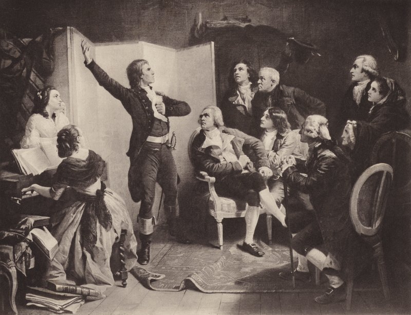 Den første sangen av Marseillaise (litho) av Isidore (after) Pils