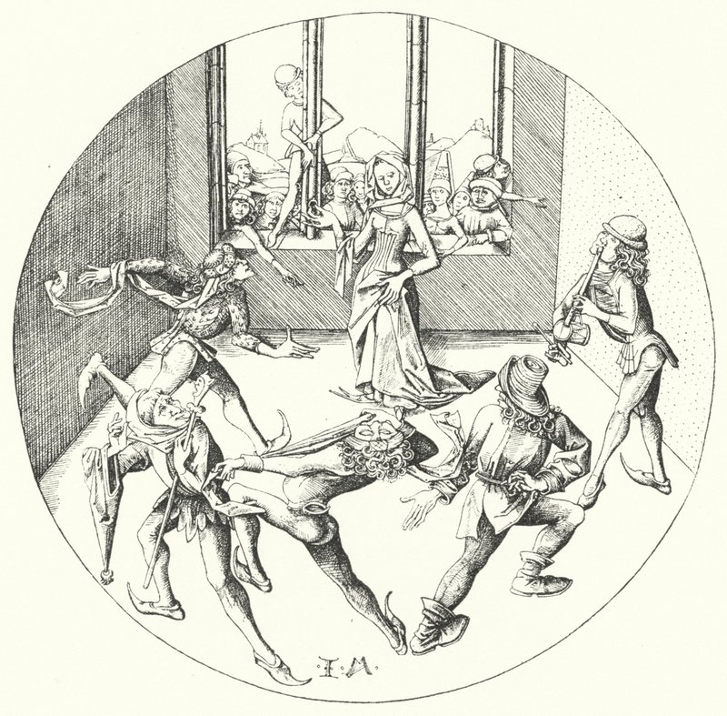 Dansen rundt ringen (gravering) av Israhel van the Elder Meckenem