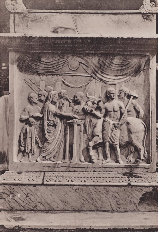 Ara Del Tempio Di Mercurio Di Vespasiano, alteret til Mercurs eller Vespasians tempel (s/hv-bilde) av Italian Photographer
