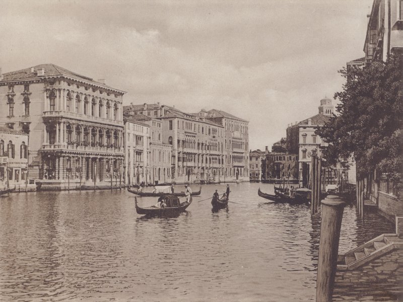 Canal Grande E Palazzo Browning (s/hvitt bilde) av Italian Photographer