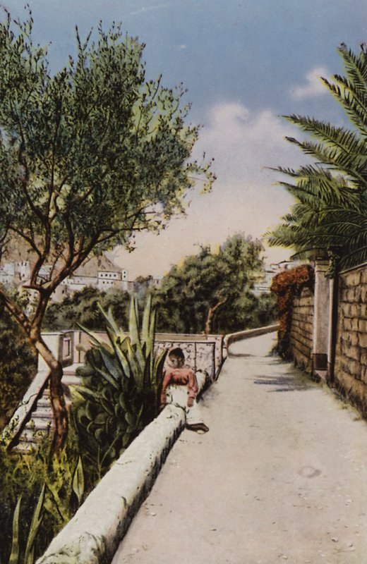 Capri: Via Tragara (farge litho) av Italian Photographer