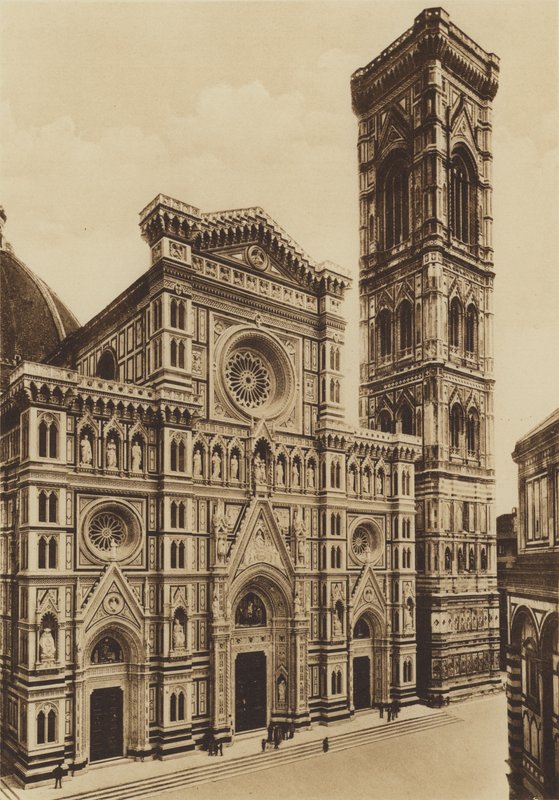 Firenze / Firenze: Fasaden til katedralen, Arch De Fabris og del Moro (s/h foto) av Italian Photographer