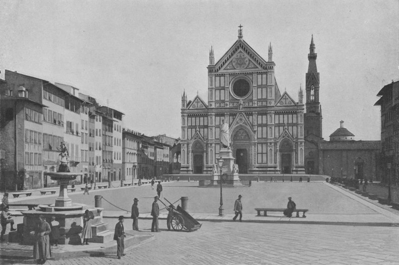 Firenze, Piazza S Croce (s/hvitt bilde) av Italian Photographer