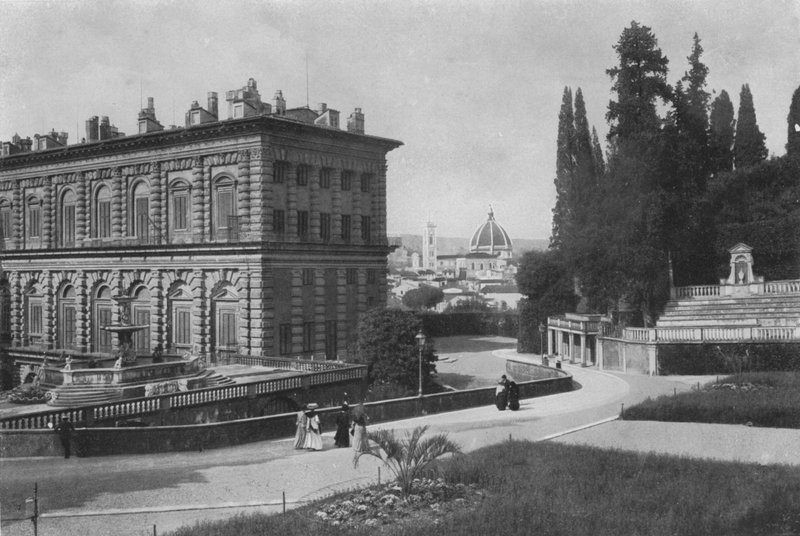 Firenze, og Palazzo Pitti, bakre del med utsikt over katedralen (s/h-bilde) av Italian Photographer