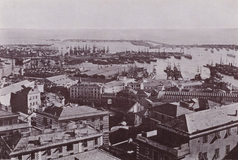 Italia: Genova, panorama (s/hvitt bilde) av Italian Photographer