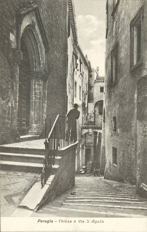 Perugia: Kirken og Via S. Agata (s/h-bilde) av Italian Photographer