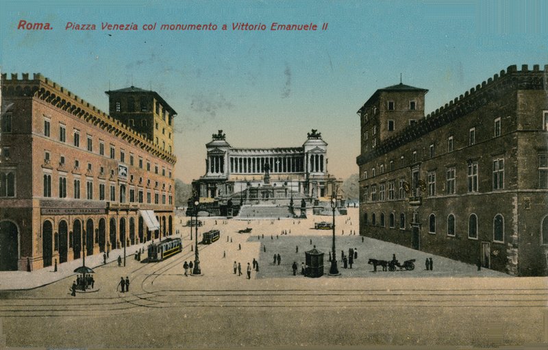 Piazza Venezia og monument til kong Victor Emmanuel II av Italia, Roma. Postkort sendt i 1913. av Italian Photographer