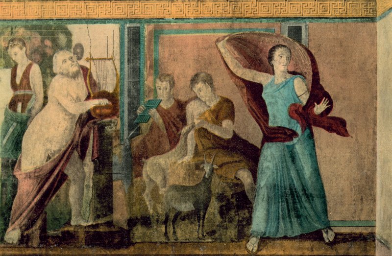 Pompeii: Mysterienes villa, Innvielse, Den skrekkslagne kvinnen (fargebilde) av Italian Photographer