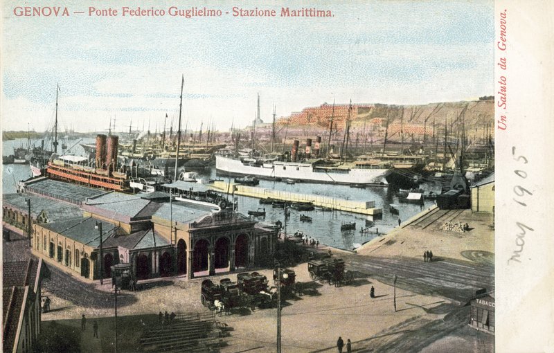 Ponte Federico Guglielmo og fergeterminalen, Genova av Italian Photographer
