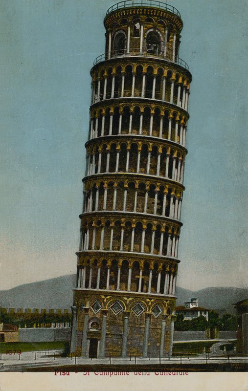 Det skjeve tårnet i Pisa. Postkort sendt i 1913. av Italian Photographer