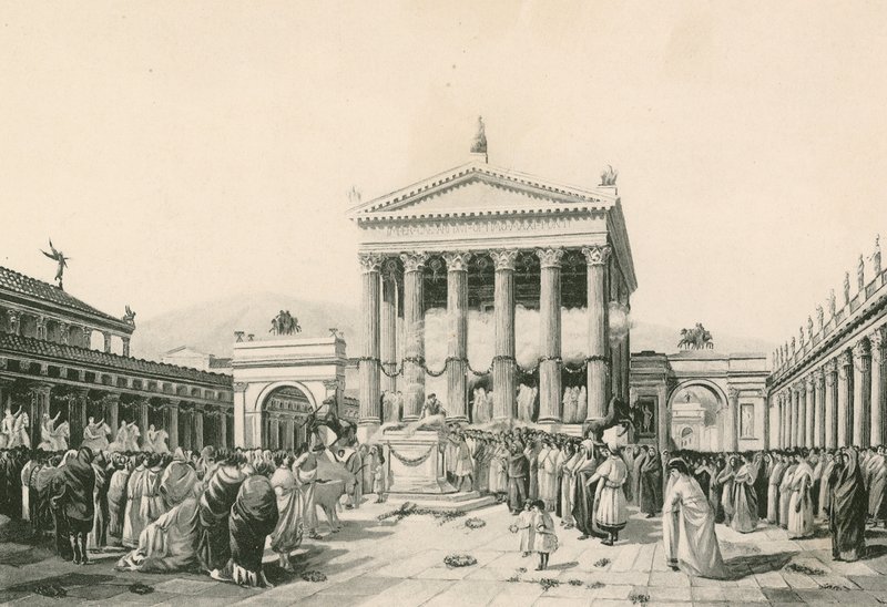 A Sacrifice to Jove in the Civil Forum (gravyr) av Italian School