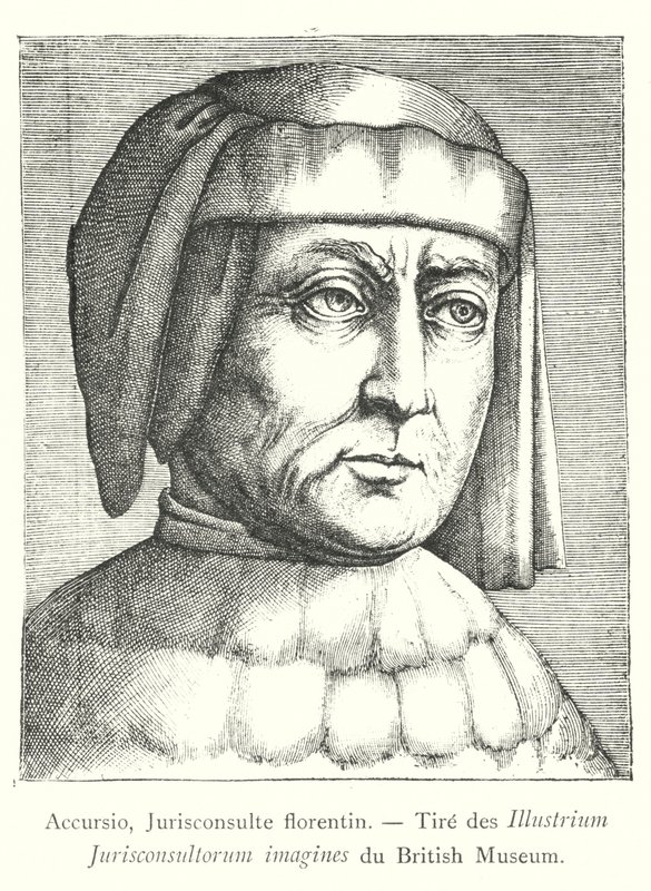 Accursio, Jurisconsulte Florentine, Tire des Illustrious bilder av juristene du British Museum (gravering) av Italian School