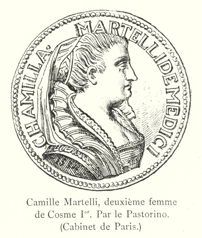 Camille Martelli, andre kone til Cosimo I, Av Pastorino, Cabinet de Paris (gravering) av Italian School