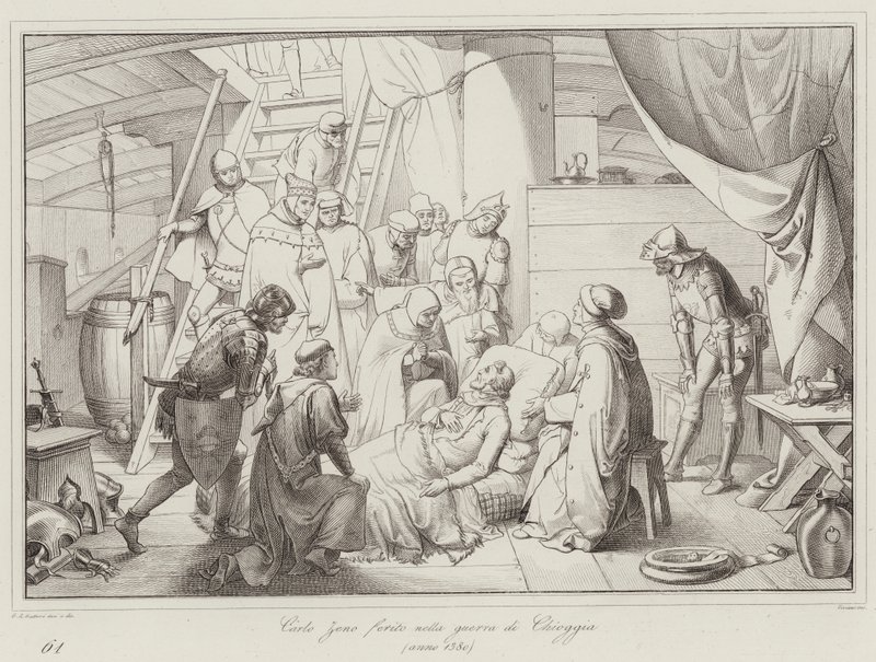 Carlo Zeno såret i Chioggia-krigen av Italian School