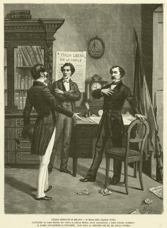 Fem dager i Milano, 21. mars 1848 (gravering) av Italian School