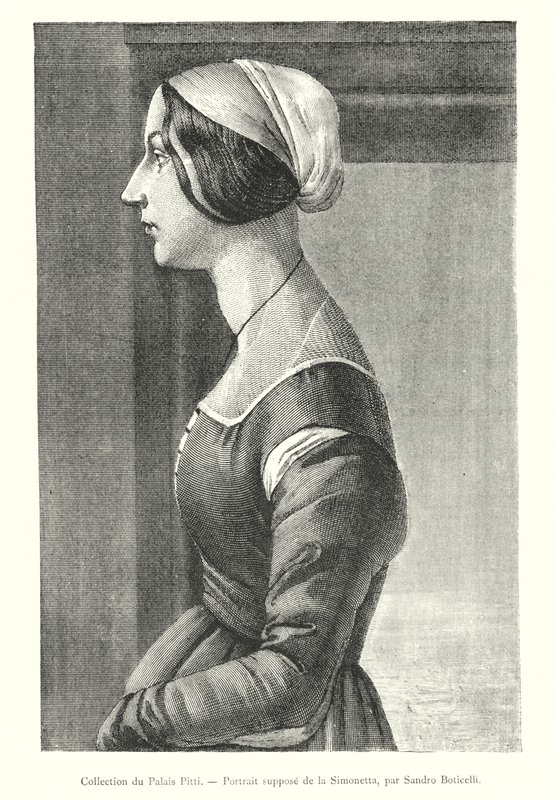 Pitti Palace Collection, antatt portrett av Simonetta, av Sandro Boticelli (gravering) av Italian School