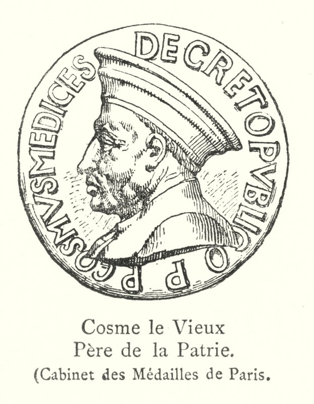 Cosimo den eldre, fedrelandets far, Paris Medaljeskap (gravering) av Italian School
