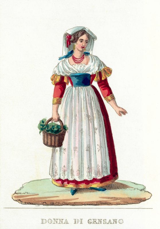 Donna Di Gensano (farget gravering) av Italian School