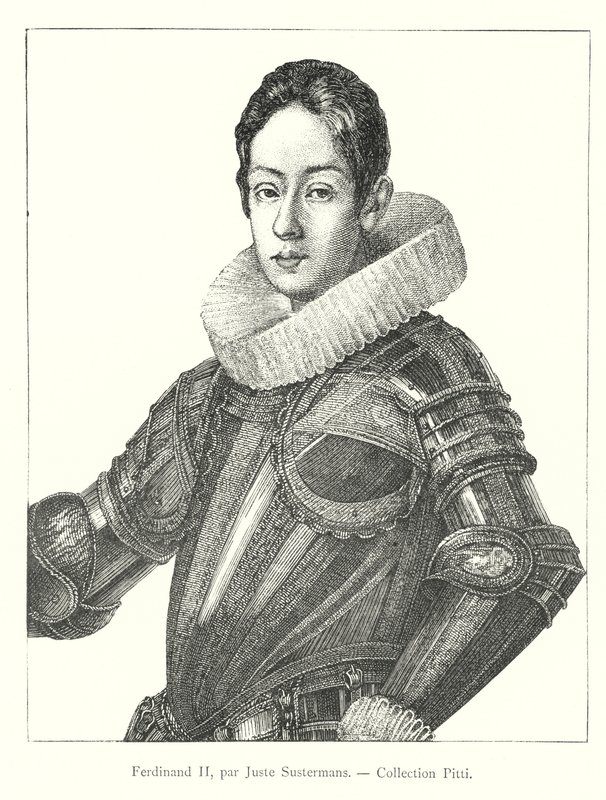 Ferdinand II, av Juste Sustermans, Pitti Collection (gravering) av Italian School