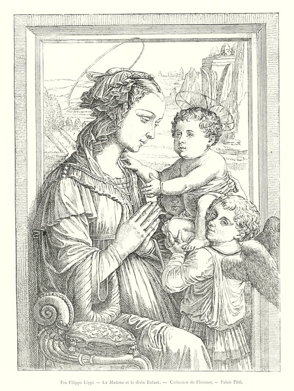 Fra Filippo Lippi, The Madonna and the Divine Child, Collection of Florence, Palazzo Pitti (gravering) av Italian School