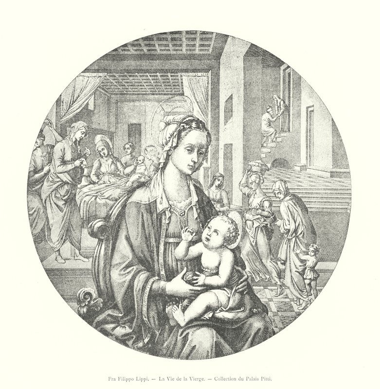 Fra Filippo Lippi, The Life of the Virgin, Pitti Palace Collection (gravering) av Italian School