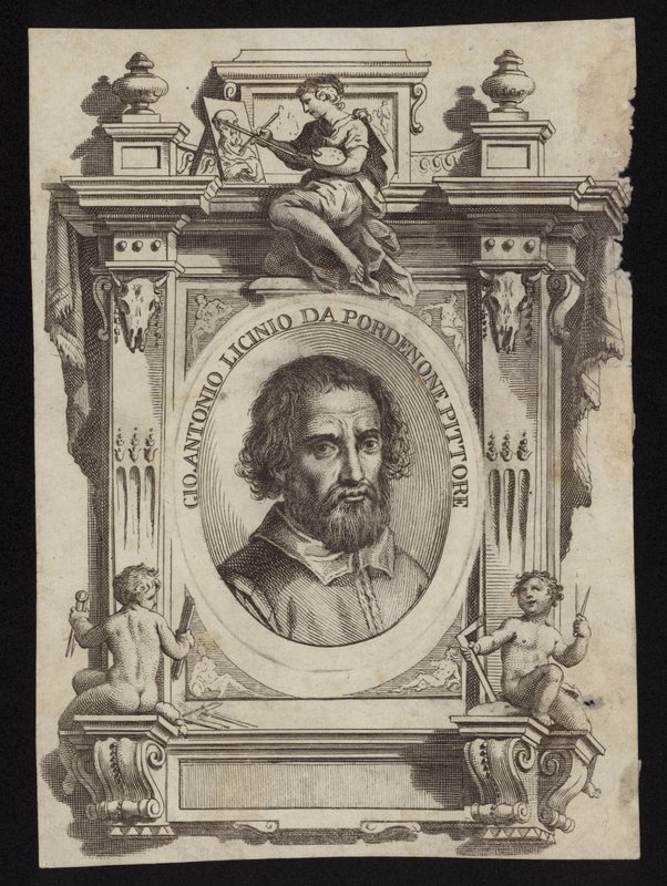 Giovanni Antonio de Sacchis, også kjent som Il Pordenone og Giovanni Antonio Licinio. Gravering av Giorgio Vasari av Italian School