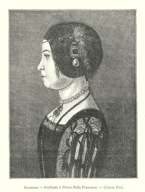 Inconnue, Attribuee a Pierro Della Francesca, Galerie Pitti (gravering) av Italian School