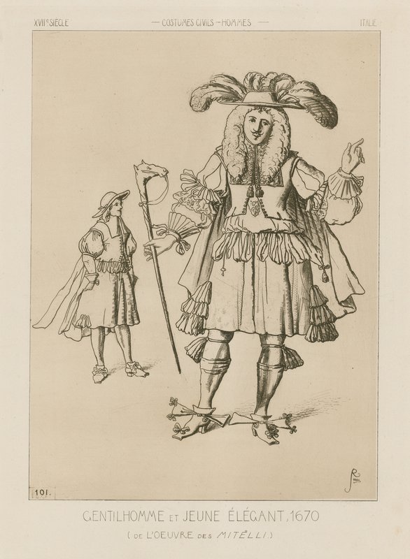 Italiensk gentleman og elegant ung mann, 1670 av Italian School