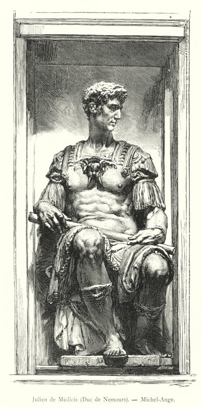 Julien de Medici, Duc de Nemours, Michel-Ange (gravering) av Italian School