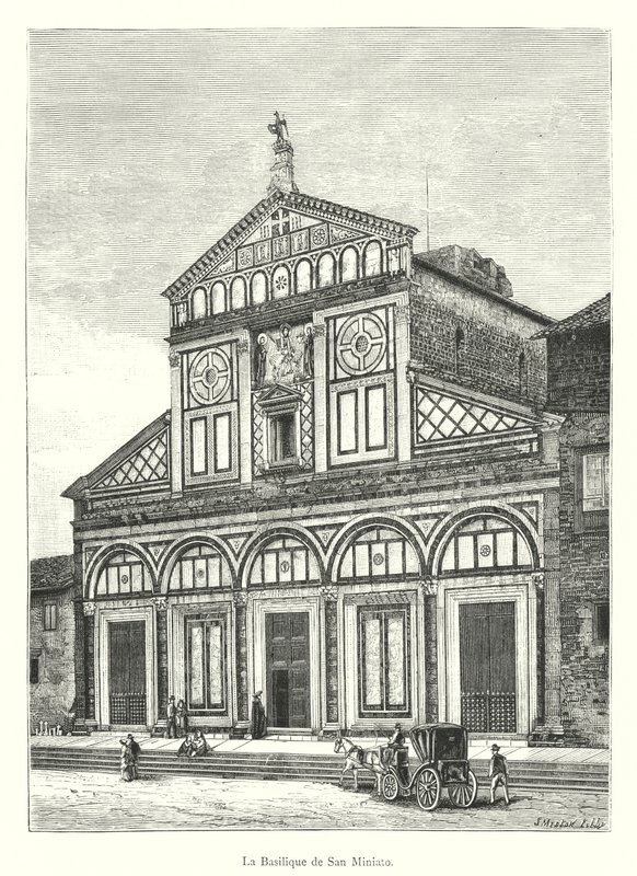 La Basilique de San Miniato (gravering) av Italian School