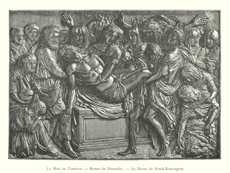 Entombment, bronse av Donatello, ved Museum of South-Kensington (gravering) av Italian School