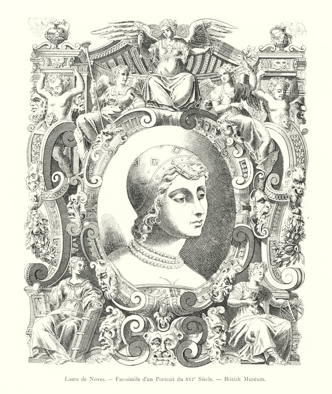 Laure de Noves, faksimile av et portrett fra 1500-tallet, British Museum (gravering) av Italian School