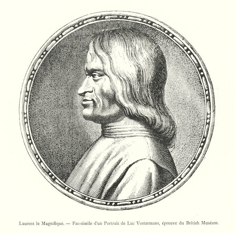 Lawrence the Magnificent, faksimile av et portrett av Luc Vostermans, British Museum-bevis (gravering) av Italian School