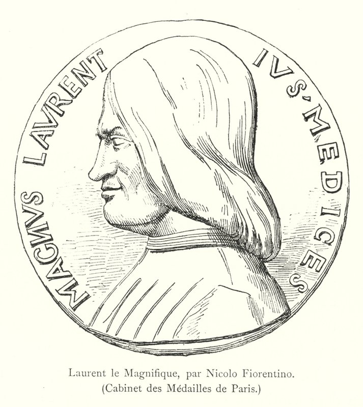 Laurent den storslåtte, av Nicolo Fiorentino, Cabinet des Medailles de Paris (gravering) av Italian School