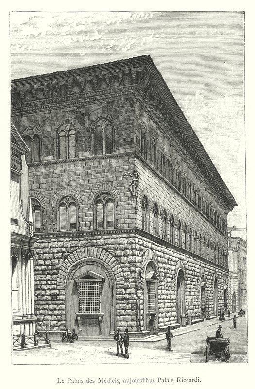 Medici-palasset, nå Riccardi-palasset (gravering) av Italian School