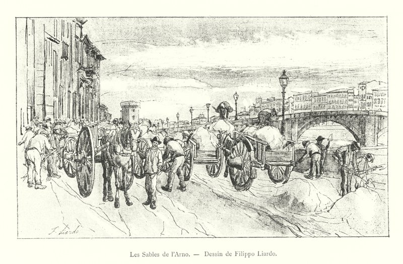 The Sands of the Arno, tegning av Filippo Liardo (gravering) av Italian School