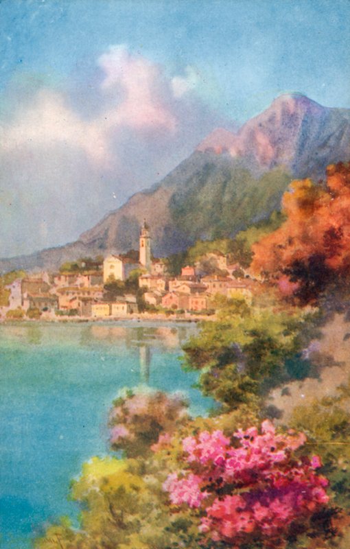 Limone, Gardasjøen, Italia (fargelitografi) av Italian School