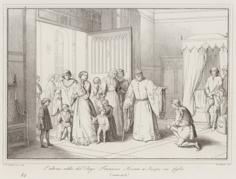 Doge Francesco Foscaris siste farvel til sønnen Jacopo av Italian School