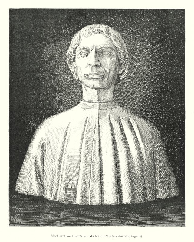 Machiavelli, Etter en marmor fra nasjonalmuseet, Bargello (gravering) av Italian School