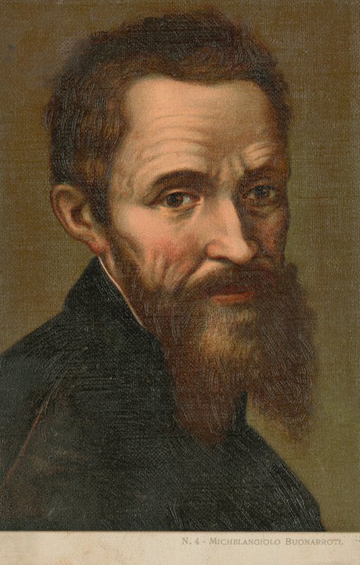 Michelangelo, italiensk kunstner (kromolitho) av Italian School