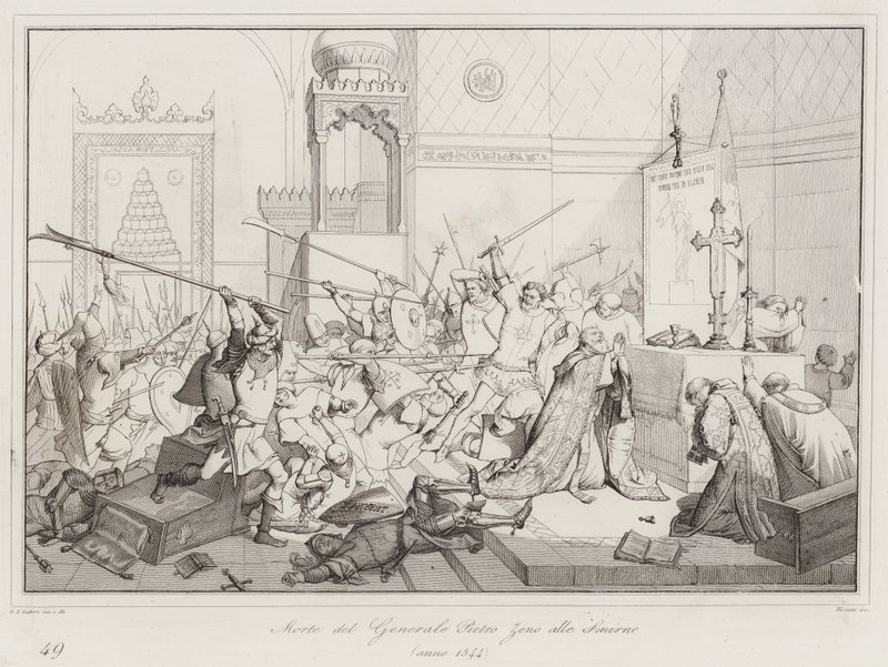 General Pietro Zenos død i Smyrna av Italian School