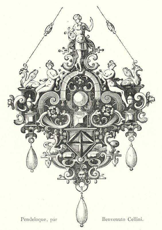 Pendeloque, av Benvenuto Cellini (gravering) av Italian School
