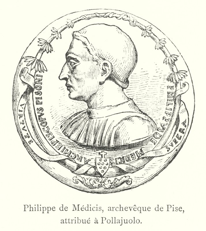 Philippe de Medici, archèveque de Pise, tilskriver Pollaiuolo (gravering) av Italian School