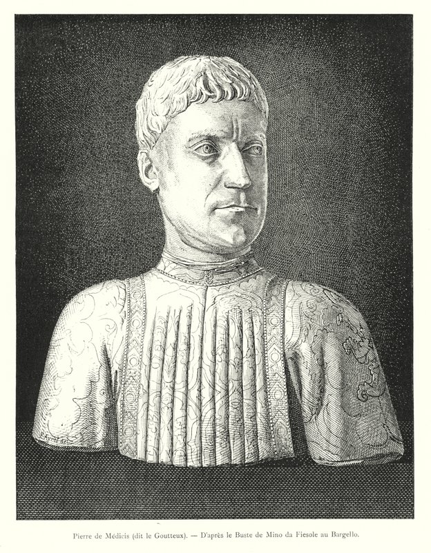Pierre de Medici, kalt Goutty, etter bysten av Mino da Fiesole ved Bargello (gravering) av Italian School