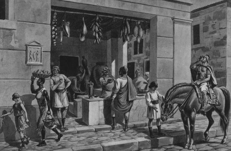 Pompeii: Et lager (litho) av Italian School