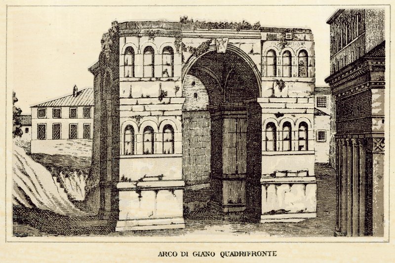 Roma: Buen til Janus Quadrifronte (litho) av Italian School